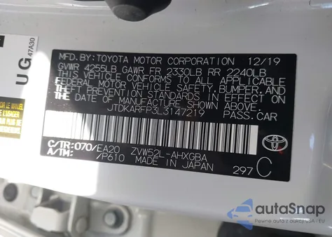 2020 Toyota Prius Prime Limited из США, поврежденный, VIN JTDKARFP3L3147219